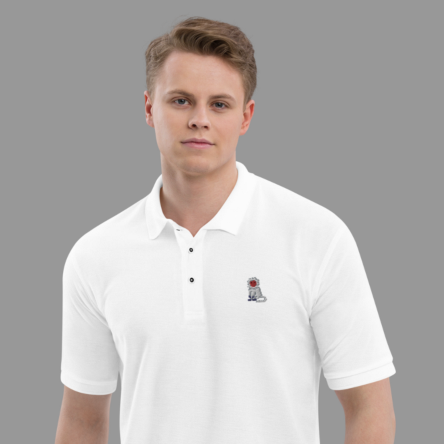 Embroidered Pixel Monkey Polo Shirt