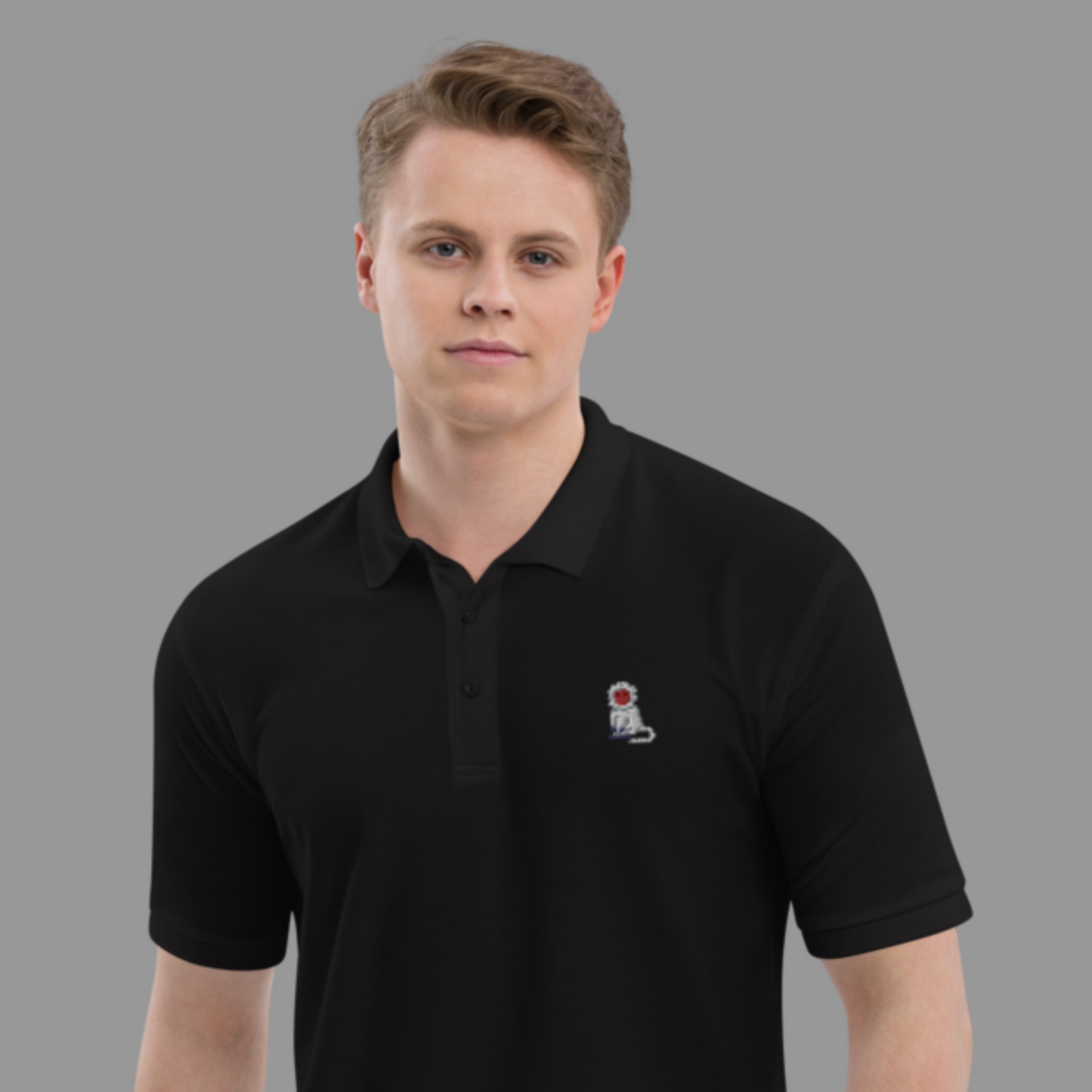 Embroidered Pixel Monkey Polo Shirt