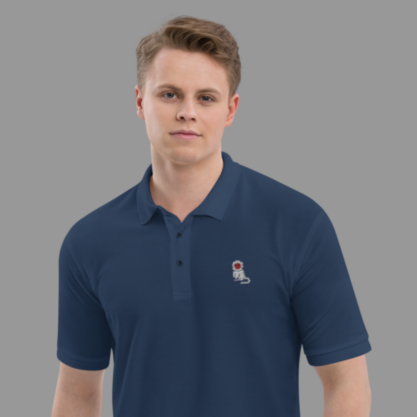 Embroidered Pixel Monkey Polo Shirt