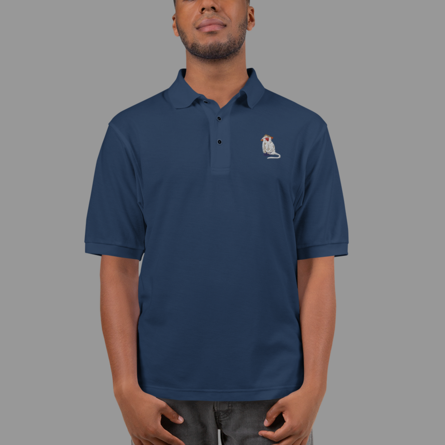 Embroidered Monkey Polo Shirt